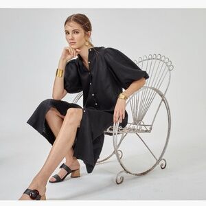 Black designer linen dress